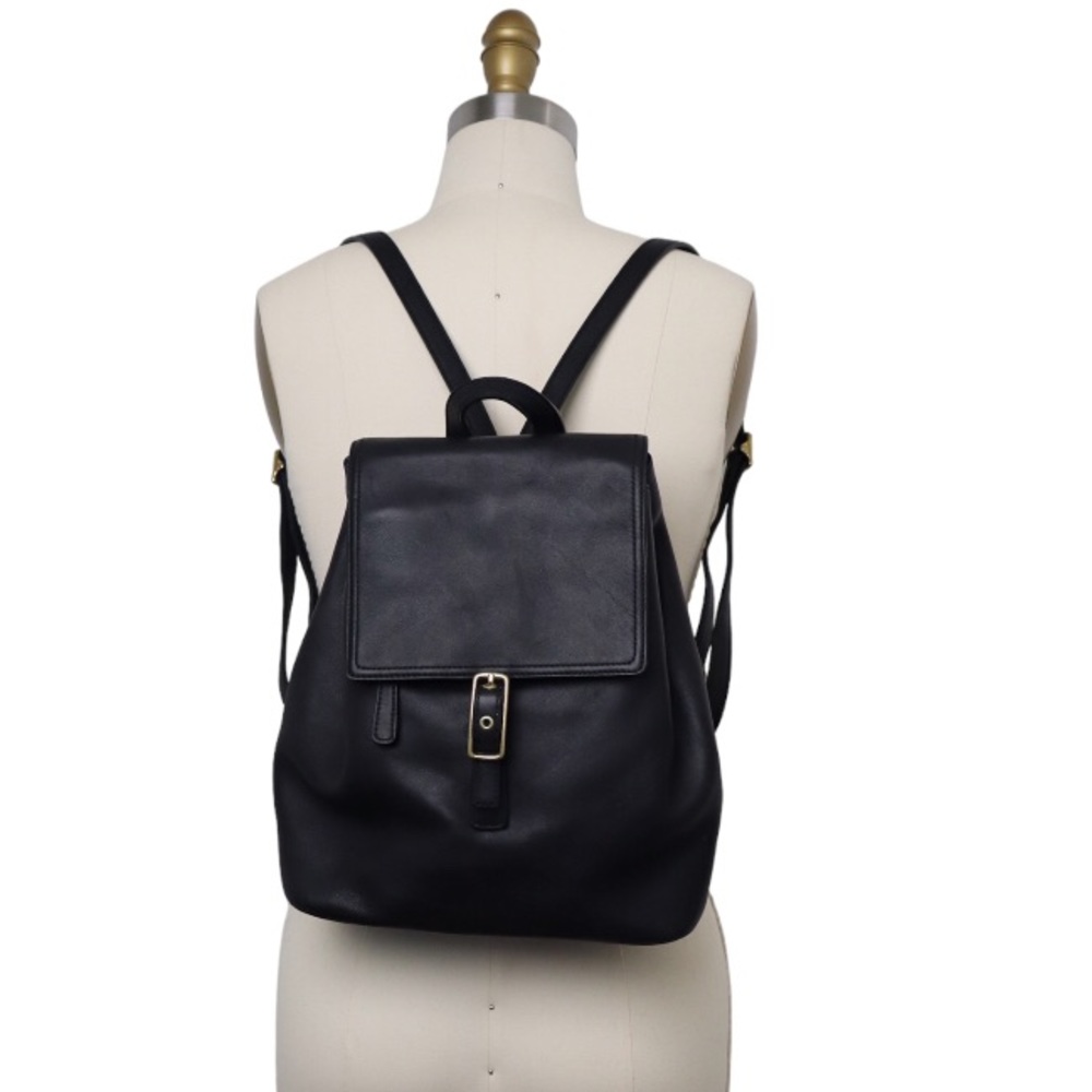 Coach Vintage Hampton Legacy Smooth Black Leather Backpack #9827 - Picture 2 of 12